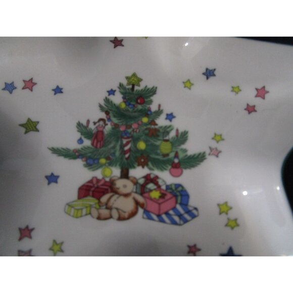 Star Treat Dish Happy Holidays Christmas Vintage Tree Pattern Nikko Japan - Picture 8 of 9